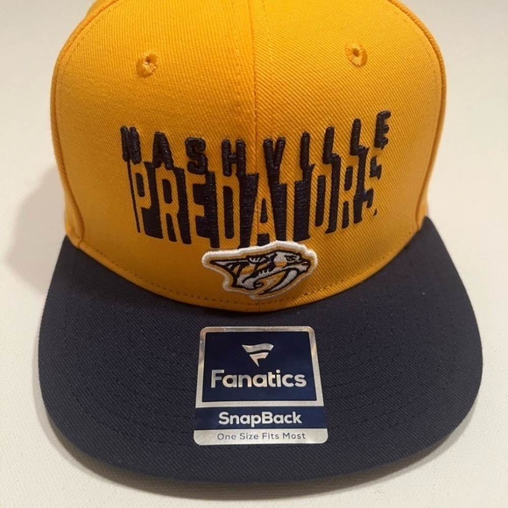 Men's Fanatics Gold/Navy Nashville‎ Predators Iconic Color Blocked Snapback Hat